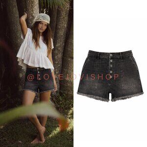 Bohemian | NWT! free People High Waisted Black Denim Cut Off Shorts | Coastal 31